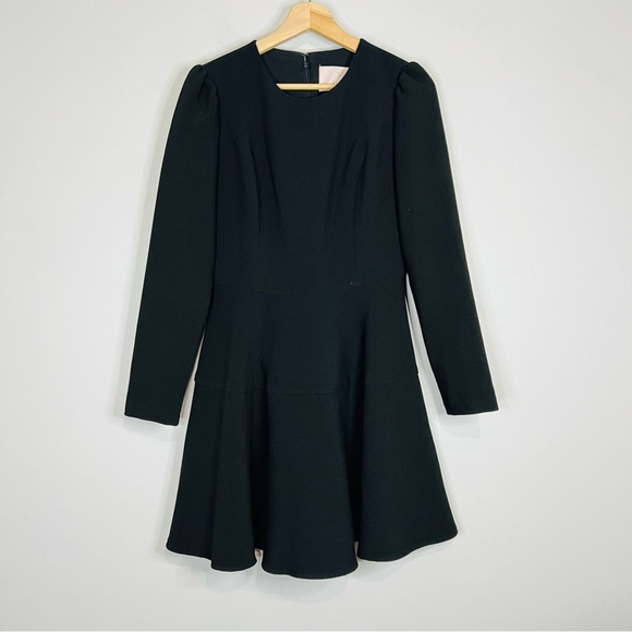 Gal Meets Glam sz 4 Celeste Fit n Flare Dress Long Sleeve Tiered Classic Black - Picture 2 of 7
